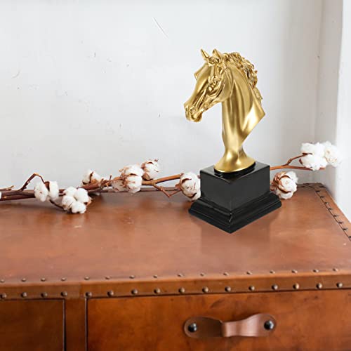 Escultura Cabeza de Caballo Dorada en Resina 19X9.5X7 cm miniatura 6