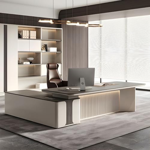 Image of Lakdi The Furniture Co Director & Executive L-Shape Office Table Luxury Desk Made in MDF with Reversible Orientation Side Unit Drawer and Storage Wire Manager & CPU Storage - LDL-616