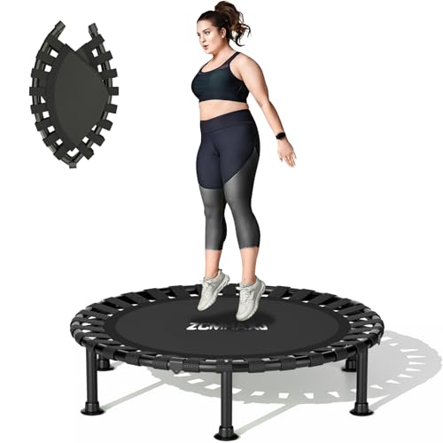 Image of ZCMHAXJ Foldable Mini Trampoline, 36 inch /40 inch /48 inch Rebounder Trampoline for Adults & Kids, 440lbs Capacity Indoor Fitness Workout Exercise Equipment