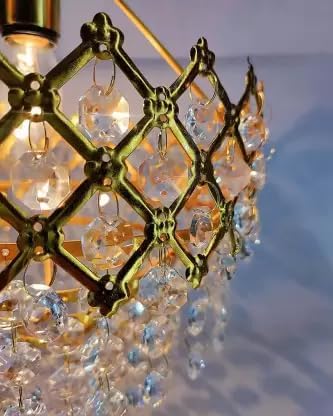 Image of SUANI Modern Crystal 40 watt Decorative Pendant Crystal Chandelier | Chandelier for Living Room | Jhoomar for Restaurant | Light Fixture Black Gold (Golden, 160 mm)