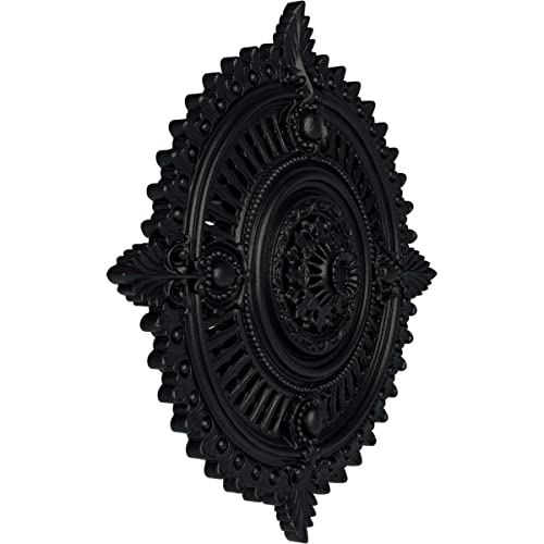 Image of Ekena Millwork CM29HYSGS 29 1 /8 inchOD X 1 1 /4 inchID X 4 inchP Haylynn Ceiling Medallion Fits Canopies Up To 1 1 /4 inch, Steel Gray