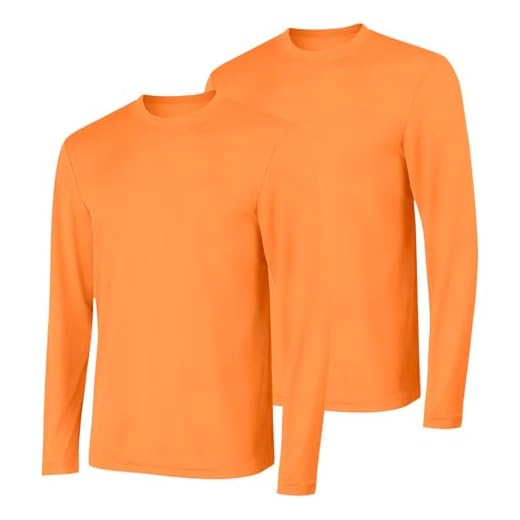 Hanes Men's Long Sleeve Cool Dri T-Shirt UPF 50+, X-Large, 2 Pack ,Safety Orange
