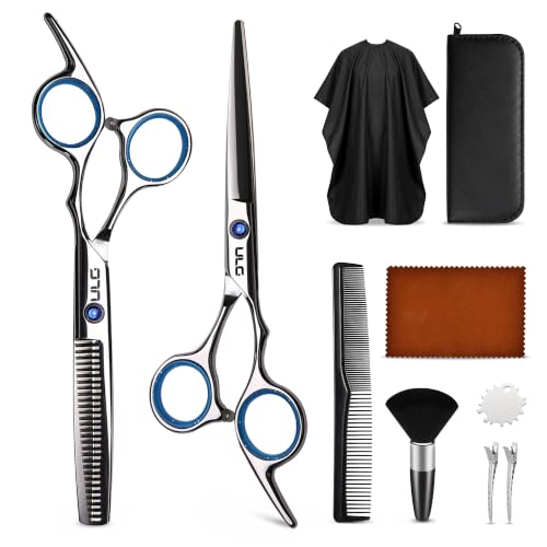 Image of ULG Hair Cutting Scissors Thinning Shears Kit 10 PCS Home Set with Cape(SL)