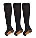 3Pairs Copper Open Toe Toeless Compression Socks(15-20mmHg) for Men and Women Knee High Stocking (Black, L/XL)