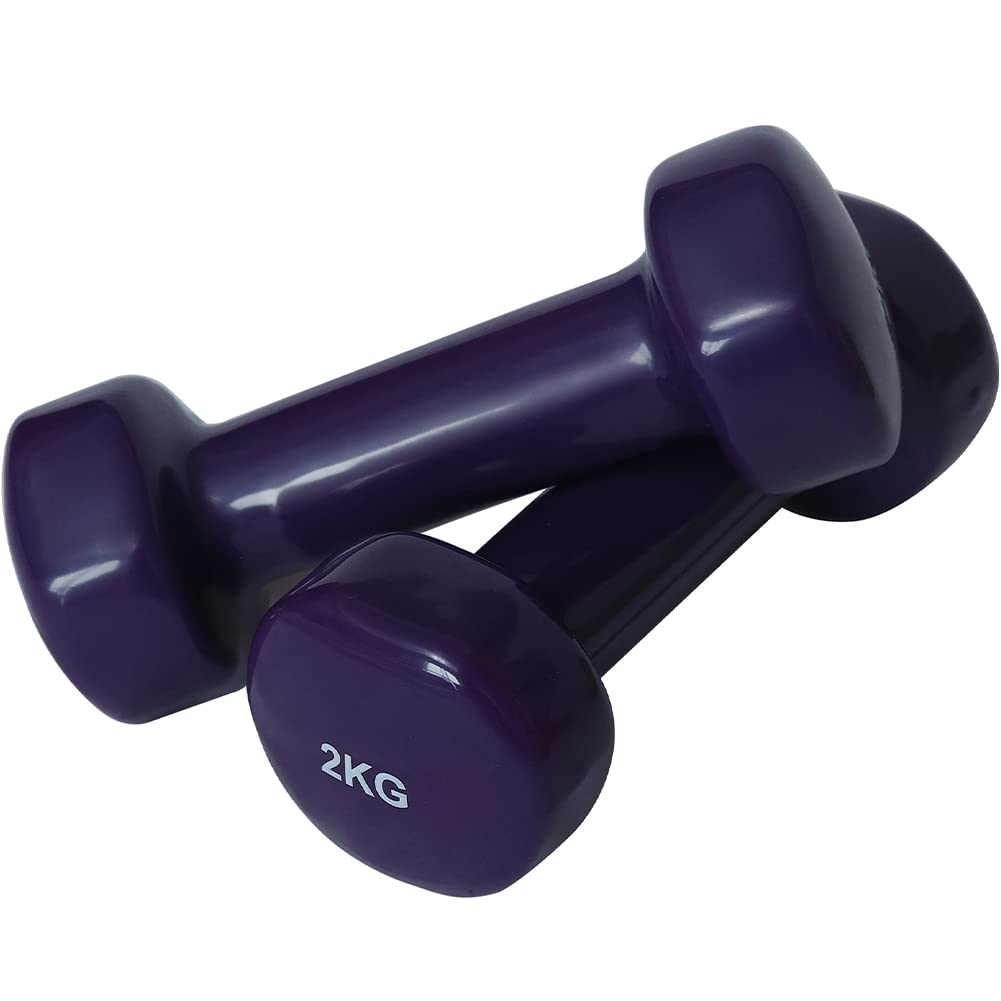BAKAJI Zestaw 8 hantli gimnastycznych z walizką (2 x 0,5 kg + 2 x 1 kg + 2 x 1,5 kg + 2 x 2 kg), obciążniki fitness z powłoką z gumy piankowej, ergonomiczne, odporne na rdzę, antypoślizgowe