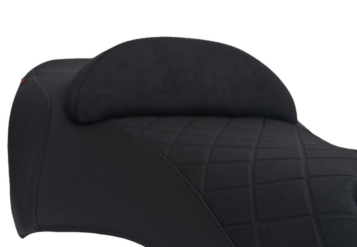 Housse de Selle Compatible avec Yamaha T-Max 500/530 2008-2016 Noire avec Coutures Noires