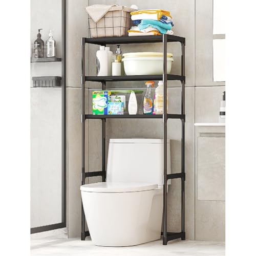 Niwugady Estantería de almacenamiento para el inodoro, 3 niveles sobre el estante de almacenamiento de inodoro, independiente sobre estante de inodoro para baño, lavandería balcón, 51 x 30 x 134 cm