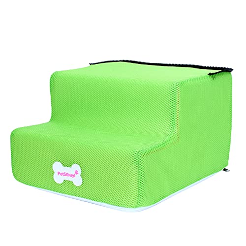 Wirlsweal Escalera de escaleras pequeñas para Mascotas, Perros y Gatos, 2 escalones, Desmontable para Perros Mayores, Gatos, Color Verde 2 escalones