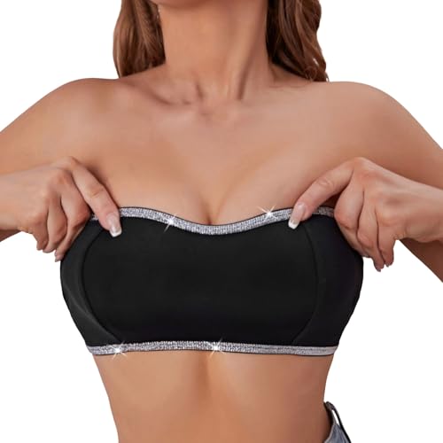 Soutien-gorge bandeau finitions couture pour dos nu noir