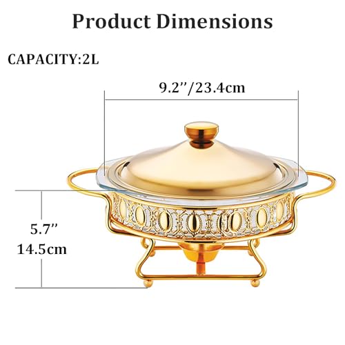 Runde Buffet-Wärmer mit Glas-Tabletts für Partys, Hochzeitsessen – Buffet-Wärmer-Sets – Bild 3