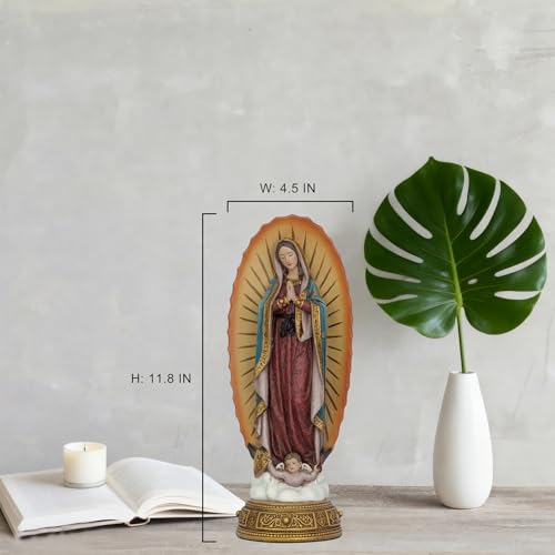 Estatua Virgen de Guadalupe 11.8 pulgadas decorativa miniatura 5