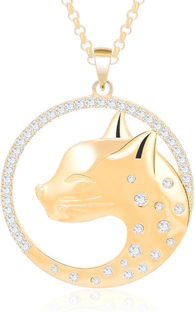 Collier de mode pour femmes chat mignon avec CZ pendentif en cristal collier en argent plaqué...