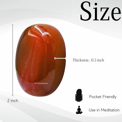 Image of Red Onyx Crystal Palm Pebbles Stones for Anxiety Stress Relief Massage - AAA Grade Original Healing Gemstone Agate Palm Stone for Yoga Meditation Spiritual Reiki Feng Shui