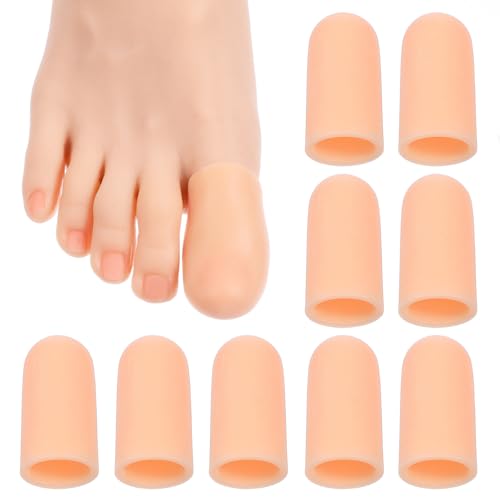Image of 10 Pack Soft Gel Toe Protectors, Elastic Toe Covers Toenail Caps Sleeves for Foot Pain Relief Ingrown Toenails Corns Calluses Blisters Men Women
