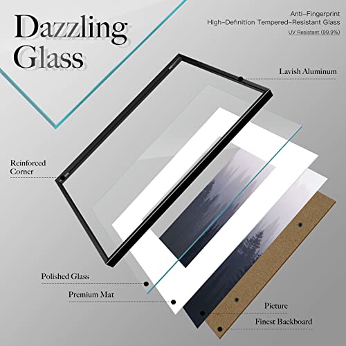Image of VCK Black 16x20 Picture Frame Metal for Wall, 3 Pack Aluminum Poster Frame with Real Glass, with Mat for 11x14 Photo or 16x20 without Mat, Great for Wall Arts, Prints