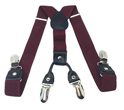 Toddler Kids Baby Boys & Girls Child 4clips Suspender (Burgendy)