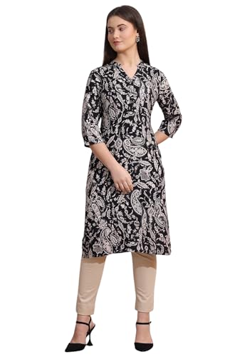 Image of W for Woman Pink Bold Geometric Printed Pure Cotton Straight Kurta