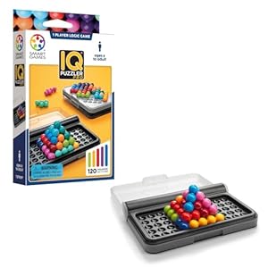 SmartGames IQ Puzzler Pro, a Travel Game for Kids and Adults, a Cognitive Skill-Building Brain Game – Brain Teaser for Ages 6 & Up, 120 Challenges in Travel-Friendly Case.