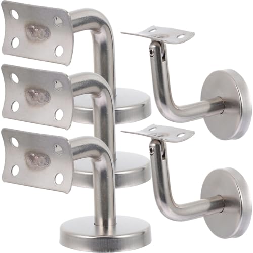 Supports de rampe escalier inox ABOOFAN : lot de 5 fixations murales argentées pour main courante