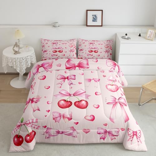 Edredón matrimonial de acuarela con lazo Feelyou y 2 fundas para cama infantil 3