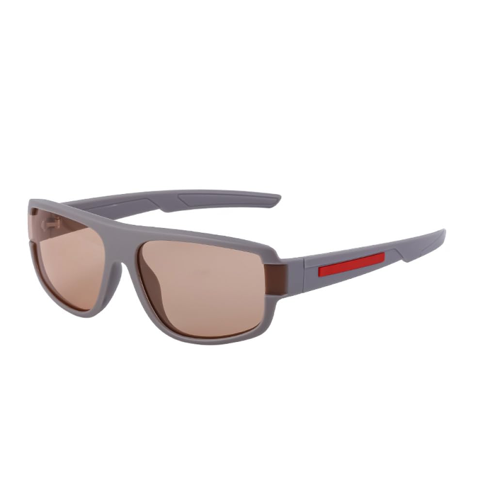 Occhiali da sole sportivi polarizzati Donna Uomo Designer Fashion Occhiali da sole quadrati Occhiali da ciclismo da esterno femminili Uv400, C6 Marrone chiaro, Con scatola