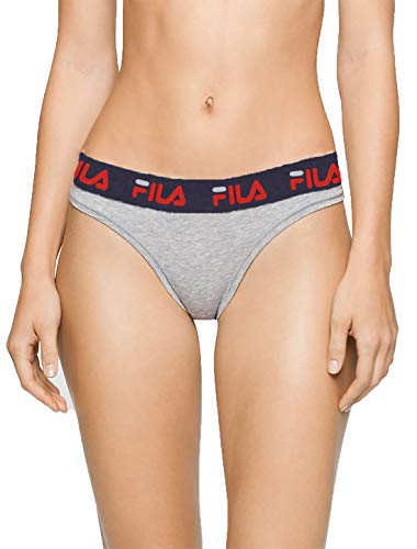 Fila Ladies Logo Band Cotton Stretch Thong Underwear (Grey Heather, X-Large)