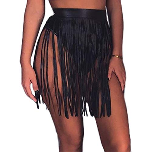 Victray Leather Waist Chain Belt Punk Black Body Chain Skirt Party Rave Body Jewelry Festival Waist Accessory for Women and Girls