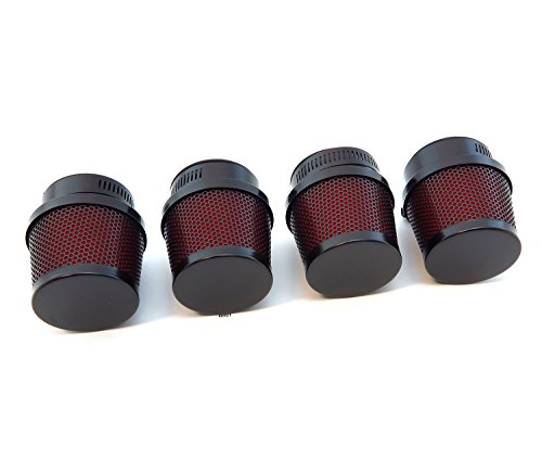 Set of 4 Small Black & Red 39mm Air Filter Pod Set - Honda CB500 CB550 CB750