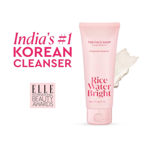 Image of The Face Shop Rice Water Bright Foaming Face Wash 100ml | Face Wash for Glowing Skin | Cleanser for Uneven Skin Tone | Korean Skin Care, For All Skin Types, Vegan