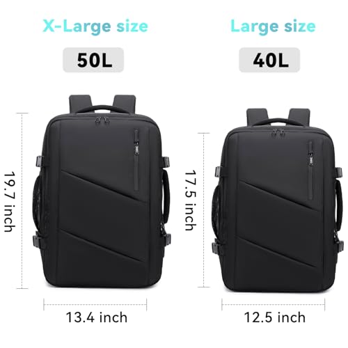 Carry on Travel Backpack for Men Women, Extra Large 50L Flight Approved Expandable Suitcase With USB/Type-C Charging Por - Additional View