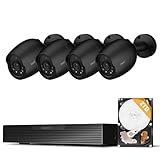 ARENTI 5MP PoE Security Camera System, 4PCS 5MP Wired PoE Cameras Outdoor IP Camera System with AI Person/Vehicle Detection, 4K 8CH Surveillance NVR with 2TB HDD for 24-7 Recording, AIK8-510B4 Black