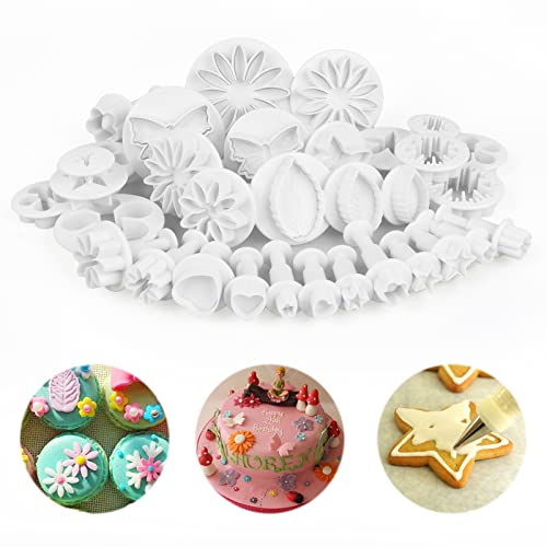 Boyigog Fondant Plunger Cutters Set- 33pcs Fondant Cutters Tools- Cake Cutters for Decorating- Icing Cutters Modelling Tools for Fondant,Syrup Biscuits,Almond Sugar,Sugar Craft…