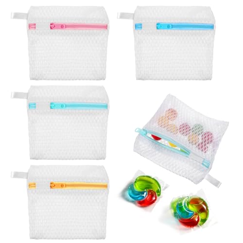 4 PCS Small Laundry Bags Mesh Wash Bags, 4.7×5.1 in Mesh Bag for Laundry Bag for Delicates Durable Zippered Wash Pouch Lingerie Socks Travel