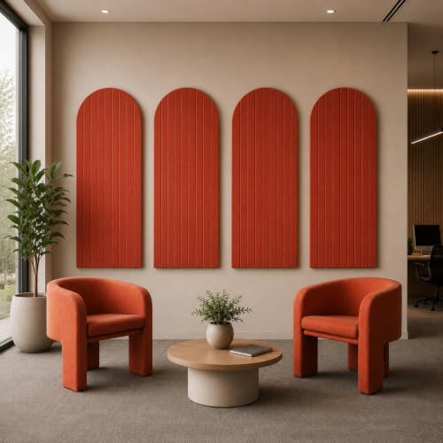 Image of MMT Acoustix Arch Felt Acoustic Wall Panel | Sound Proofing for Room |Premium Acoustic Panel |Pin Board for Wall |Sound Absorbing Panels | Arch Felt Acoustic Wall Panel |Rust| 120 x 60 cm | 1 Pcs
