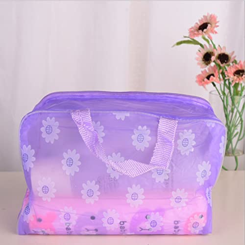 Bolsa de higiene de PVC transparente, organizador de viagem transparente de grande capacidade com alça, bolsa de armazenamento de cosméticos à prova d'água para suprimentos de banho