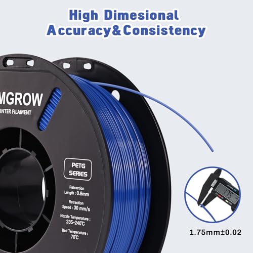 Image of Comgrow PETG 3D Printer Filament 1.75mm, High Precision and Tough 3D Printer Filament (2LBS), Dimensional Accuracy + /- 0.02 mm, Fit Most 3D Printers Dark Blue
