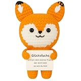 Glücksmoment - DAS ORIGINAL | Handgefertigter gehäkelte Glücksbringer | Trostspender | Motivation & Anti Stress | Pocket Hug | Mutmacher | Emotional Support | Seelentröster (Fuchs)