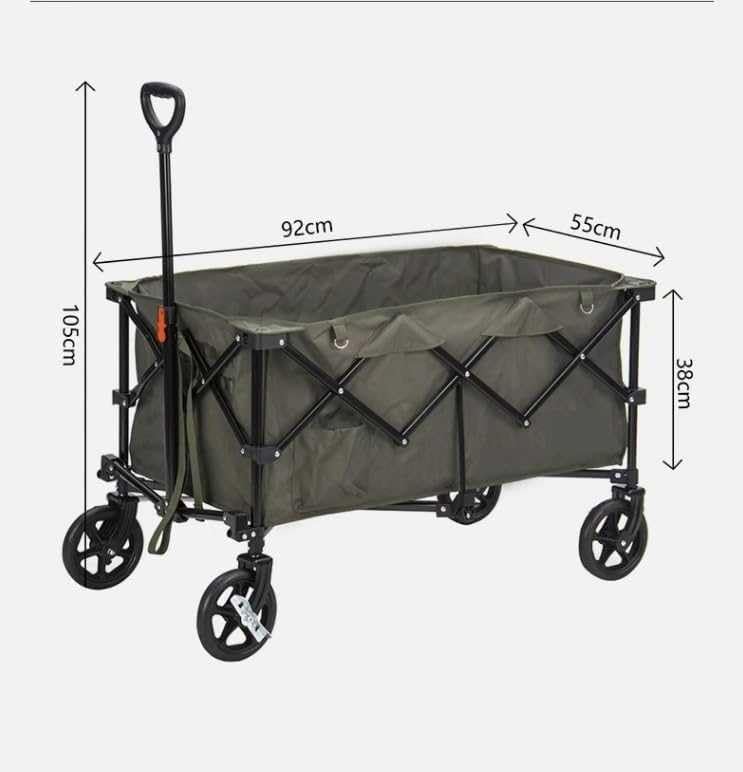 Zusammenklappbarer Outdoor-Allzweckwagen, Aufbewahrungswagen – Festivalwagen, Campingwagen, Gartenwagen, tragbarer Transportwagen, Strandwagen, zusammenklappbarer Camping-Picknickwagen, praktischer W – Bild 4