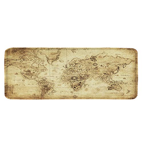 goodbath Map Bath Mat, Rustic World Map Non Slip Bath Rug Rubber Back ...