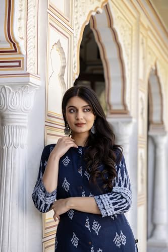 Image of Pistaa's Women Printed Mandarin A-Line Cotton Kurta With Palazzos