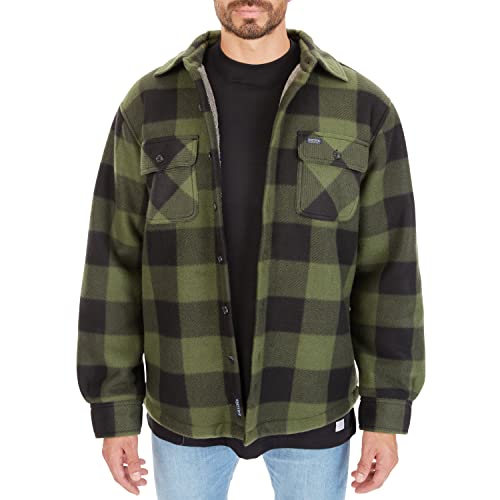 Image of Smith's Workwear Men's Sherpa-lined Plaid Fleece Shirt Jacket