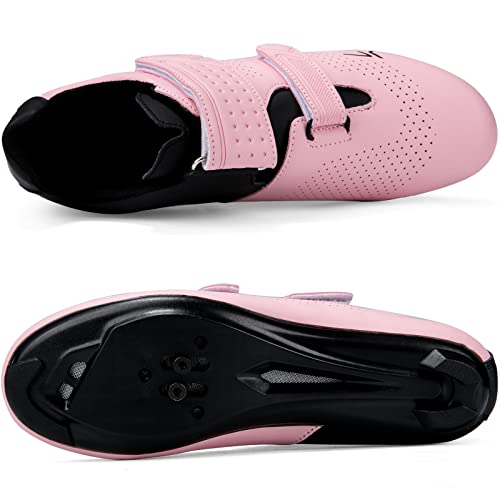 Ultiant Mens Womens Cycling Shoes Compatible With Peloton & Look Delta/Spd Cleats Peloton Bicycle Shoes Road Bike Riding Shoes(Pink_K,42) #TOP1