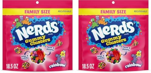 Nerds Gummy Clusters Candy, Rainbow, 18.5 Ounce | Resealable | Pack of 2 | Big Bag