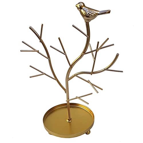 Porta Joias Árvore Em Metal Biju Brinco Anel Bijuteria Colar Porta-Joias (Dourado)
