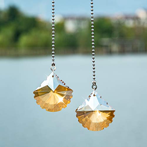 Image of 2 PCS Crystal Champagne Prism Drop Ceiling Fan Pull Chain Extender Decorative Switch