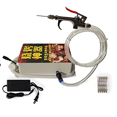 Jieotwice Meat Saline Syringe Pump Electric High Pressure Bacon Pump Gun Food Grade Electric Injector Meat Processor 60W with 10Pcs Needle (A)