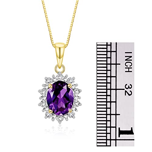 Image of Rylos Women's Yellow Gold Plated Silver Princess Diana Ring & Pendant Set. Gemstone & Diamonds, 9X7MM Birthstone. Matching Friendship Jewelry, Sizes 5-10.