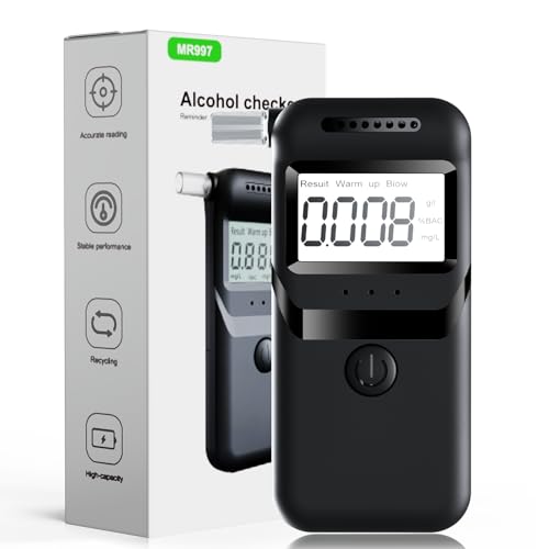 AMPIA GAMMA DI MISURAZIONE - Questo etilometro smart per alcol può misurare i livelli di BAC da 0,00% a 0,20%. Quando il risultato del test dell'alcol raggiunge il valore massimo di 0,20% BAC, il valore non aumenterà. Anche se la quantità di consumo di alcol aumenta, il risultato del test mostrerà comunque 0,20% BAC