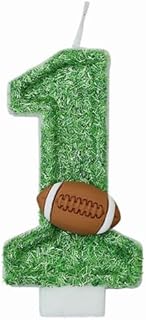 1Pc Green Football Birthday Number Candles for Cake Green Number 1 Candle 1st Football Cake Topper for Party Anniversary Decorations Use Safety and Easy,Specialty Candles