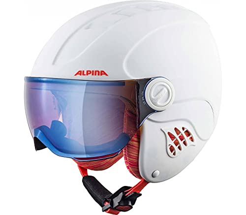 ALPINA CARAT LE VISOR Q-LITE - Hochwertiger & Leichter Skihelm Mit Kontrastverstärkendem Visier Für Kinder white-flamingo matt 48-52 cm